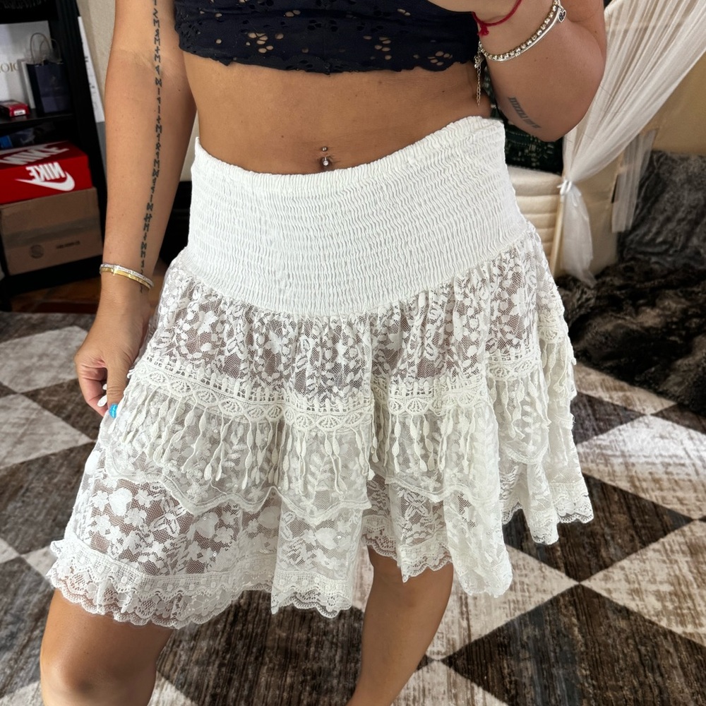 Antica Sartoria white lace skirt